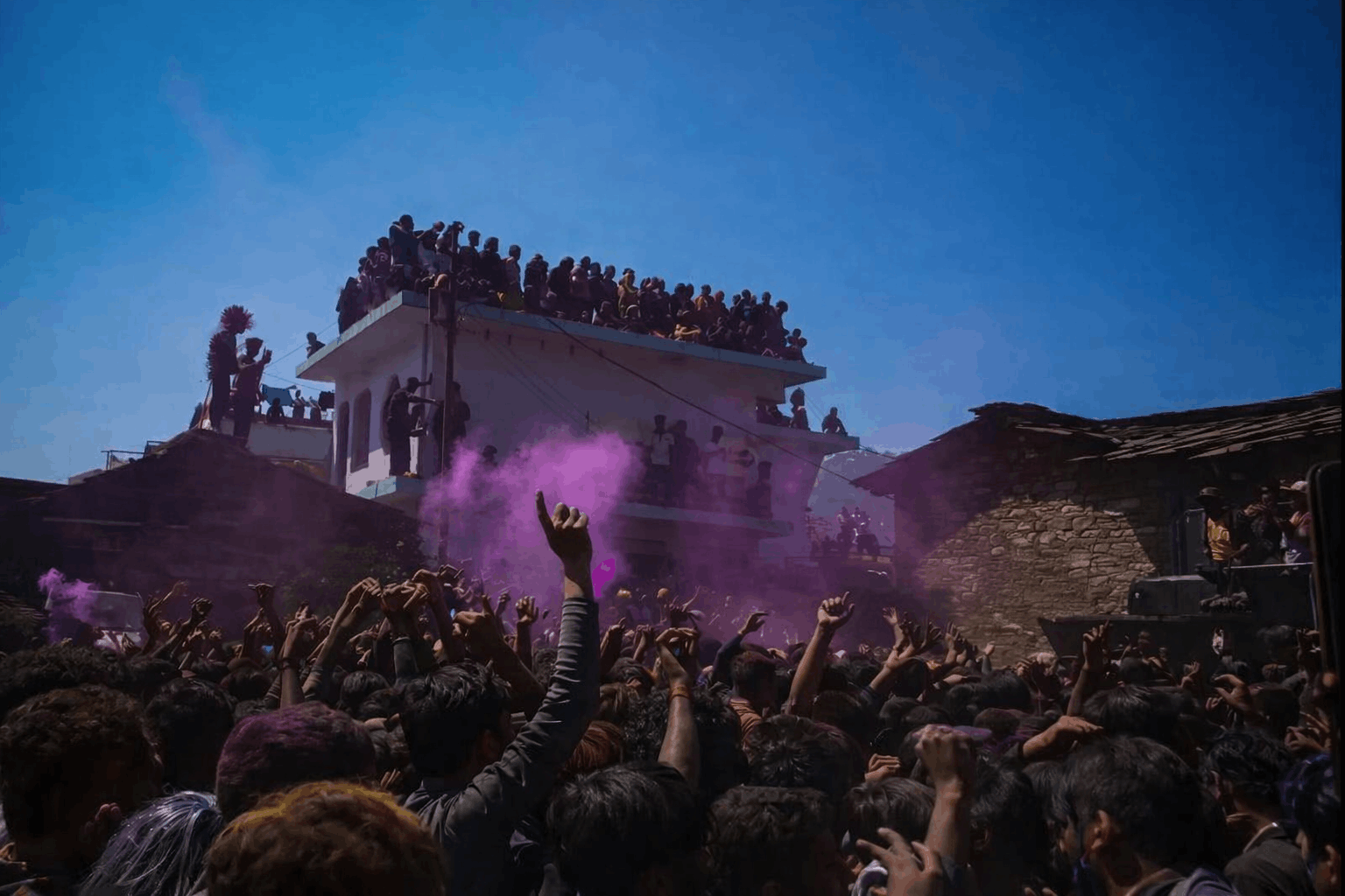 Traditional Holi celebration in Gopeshwar with natural colors and folk music